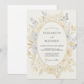 Invitation Mariage Classique Intemporel Champagne (Devant / Derrière)