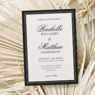 Invitation Mariage Classique Ivoire Ancienne Fortune
