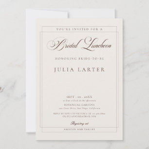 Invitation Mariage classique ivoire brun calligraphie déjeune