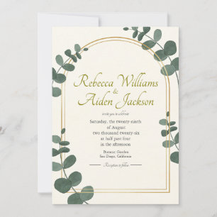 Invitation Mariage Classique Ivoire et Or Rose