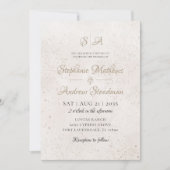 Invitation Mariage Classique Ivoire Or Monogramme (Devant)
