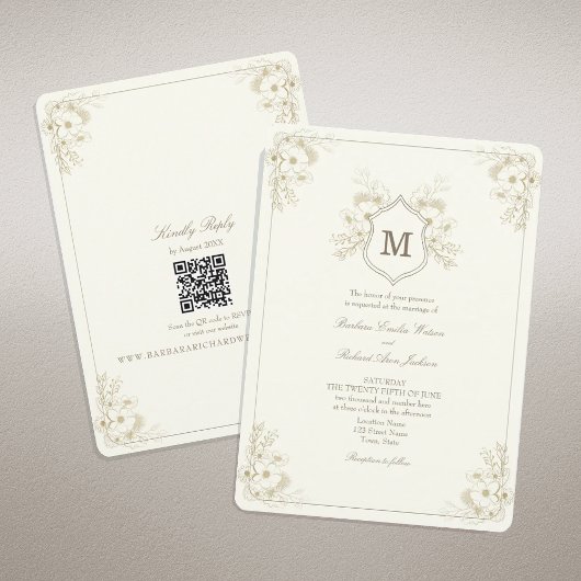 Invitation Mariage Classique Ivoire Vintage