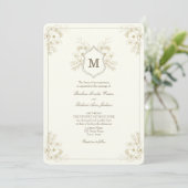 Invitation Mariage Classique Ivoire Vintage (Debout devant)