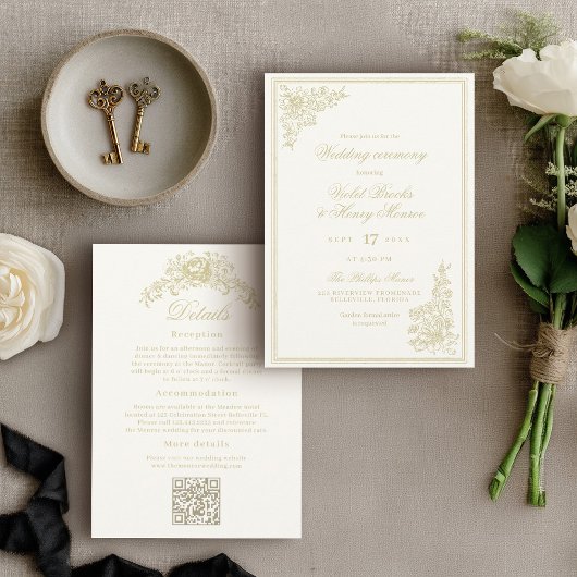 Invitation Mariage Classique Jardin Détails au Dos