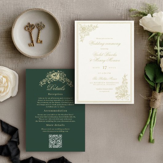 Invitation Mariage Classique Jardin Détails au Dos