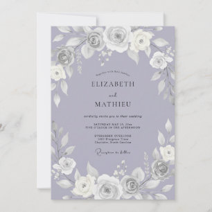Invitation Mariage Classique Lavande Royale