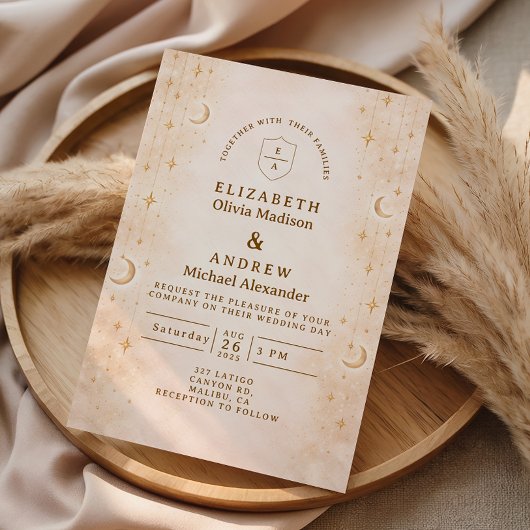Invitation Mariage Classique Lune d'Or