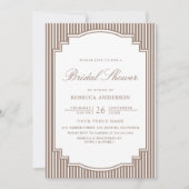 Invitation Mariage Classique Marron Rayé avec Photo (Devant)