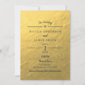 Invitation Mariage Classique Minimal Propre Bleu Marine Feuil (Devant)