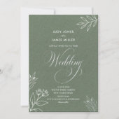 Invitation mariage classique minimal simple rustique vert sau (Devant)