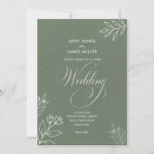 Invitation mariage classique minimal simple rustique vert sau (Devant)