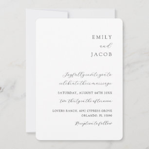 Invitation Mariage Classique Minimaliste Moderne Noir & Blanc
