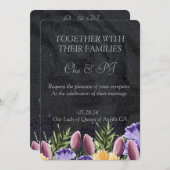 Invitation Mariage classique minimaliste noir (Devant / Derrière)