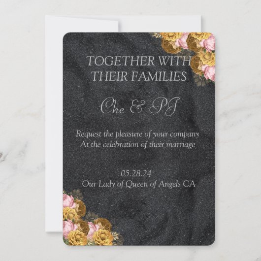 Invitation Mariage classique minimaliste noir (Devant)
