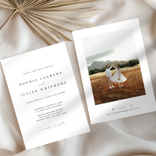 Invitation Mariage Classique Minimaliste Noir & Blanc
