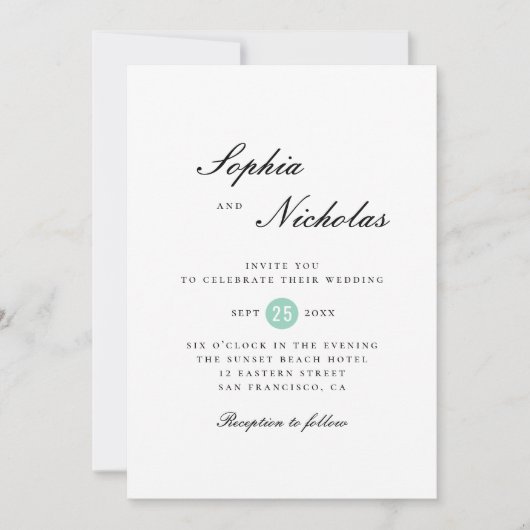 Invitation Mariage classique minimaliste simple et épuré (Devant)