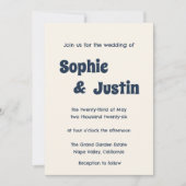 Invitation Mariage Classique Moderne Bleu Nuit et Crème (Devant)