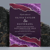 Invitation Mariage classique moderne bordeaux & violet argent