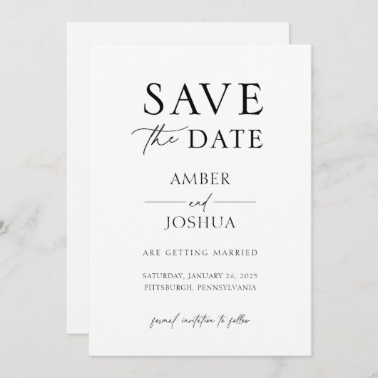 Invitation Mariage classique moderne Enregistrer la date Invi (Devant / Derrière)