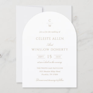 Invitation Mariage Classique Moderne Monogramme Or Vintage