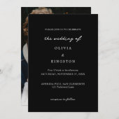 Invitation Mariage classique moderne simple noir blanc (Devant / Derrière)