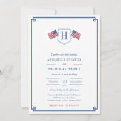 Invitation Mariage Classique Monogram du 4 Juillet (Devant)