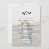 Invitation Mariage Classique Monogramme 5 Photo Cœur Script (Devant)