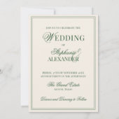 Invitation Mariage Classique Monogramme Argent Vert Émeraude (Dos)