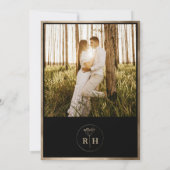 Invitation Mariage Classique Monogramme Noir Blanc & Or (Dos)