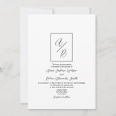 Invitation Mariage Classique Monogramme Noir et Blanc (Devant)