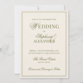 Invitation Mariage classique Monogramme Vieille Fortune Vert  (Dos)