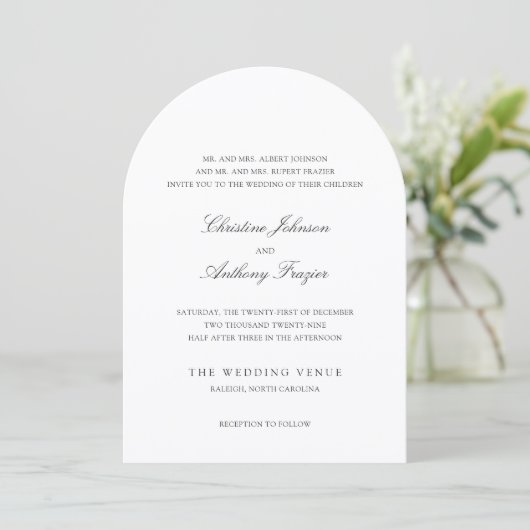 Invitation Mariage Classique Noir et Blanc à l'ancienne (Debout devant)