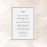 Invitation Mariage classique noir et blanc élégant<br><div class="desc">Faire-part de mariage classique en noir et blanc avec un design simple et minimal avec votre monogramme en haut et vos détails de l'événement entouré d'une double bordure. Les fontes alternent entre un script élégant, une fonte serif traditionnelle et minimaliste sans serif. Cette invitation est idéale pour un mariage officiel....</div>