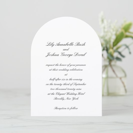 Invitation Mariage Classique Noir et Blanc Intemporel (Debout devant)