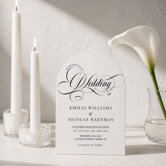 Invitation Mariage classique noir et blanc manuscrit