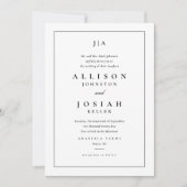 Invitation Mariage classique noir et blanc simple (Devant)