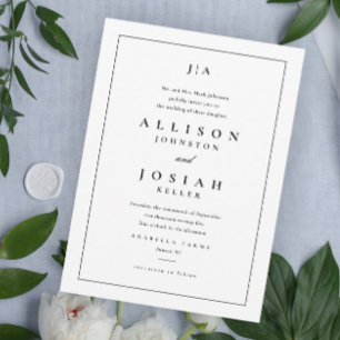 Invitation Mariage classique noir et blanc simple
