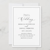 Invitation Mariage classique noir et blanc simple (Devant)