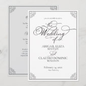 Invitation Mariage Classique Noir et Blanc Tout-Compris (Devant / Derrière)