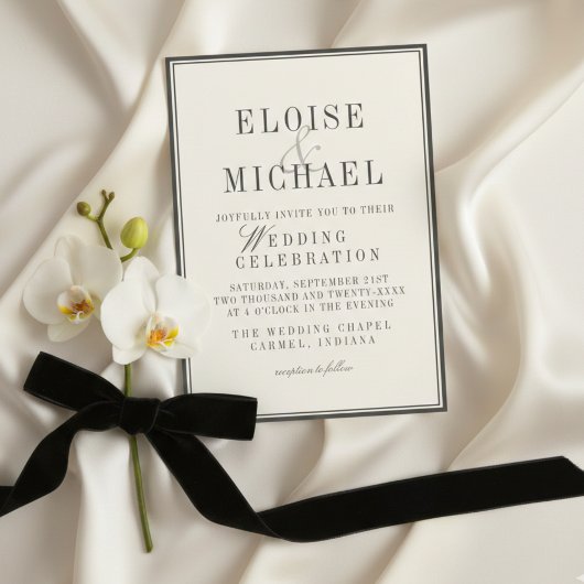 Invitation Mariage Classique Noir et Ivoire