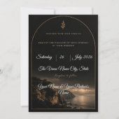 Invitation Mariage Classique Or Noir Élégant (Devant)