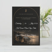 Invitation Mariage Classique Or Noir Élégant (Debout devant)