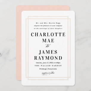 Invitation Mariage classique Peach cadre simple