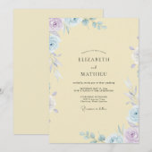 Invitation Mariage Classique Pétale de Pervenche au Beurre (Devant / Derrière)