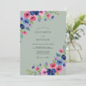 Invitation Mariage Classique Pétale Magenta Cobalt (Debout devant)