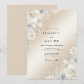 Invitation Mariage Classique Raffiné Champagne (Devant / Derrière)