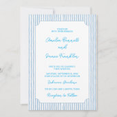Invitation Mariage Classique Rayé Bleu Aquarelle (Devant)