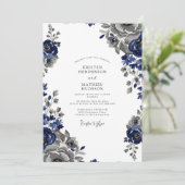 Invitation Mariage Classique Régal Bleu Marine (Debout devant)