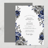Invitation Mariage Classique Régal Bleu Marine (Devant / Derrière)
