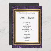 INVITATION MARIAGE CLASSIQUE REGAL PURPLE BLACK GOLD LAYER (Devant / Derrière)